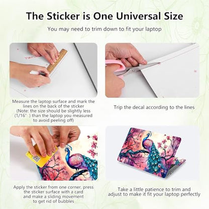 Laptop Skin Sticker Decal, Universal Reusable Vinyl Laptop Cover for 12" 13" 13.3" 14" 15" 15.4" 15.6" Notebook PC, Waterproof Scratch-Resistant with 2 Wrist Pads, Easy to Apply & Remove,Art Peacock - color: Art Peacock