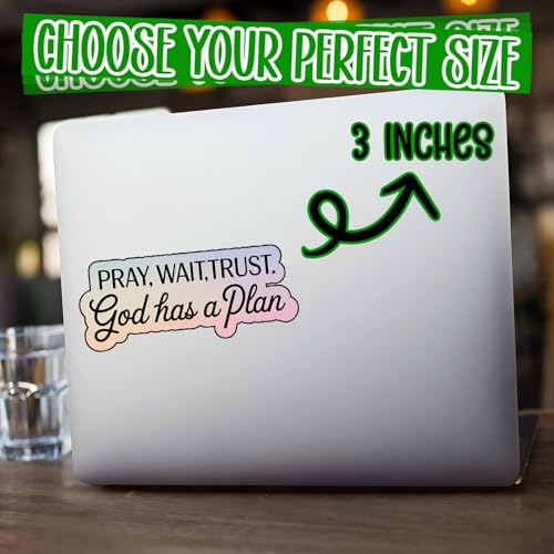 (3Pcs) Pray Wait Trust God Has a Plan Sticker Inspirational Christian Vinyl Decal Waterproof Faith Based Aesthetic Stickers Laptop Water Bottle Planner Gifts Women Teens Adults Friends 3x1.3 Inch - color: God Has a Plan