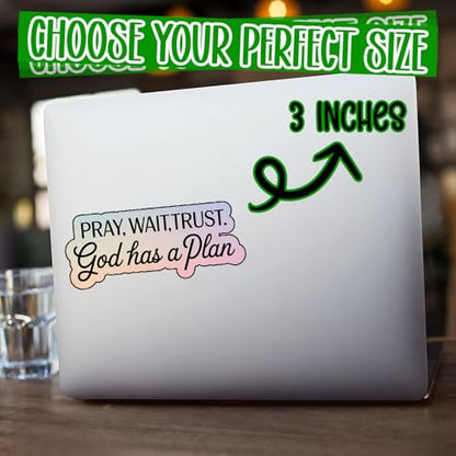 (3Pcs) Pray Wait Trust God Has a Plan Sticker Inspirational Christian Vinyl Decal Waterproof Faith Based Aesthetic Stickers Laptop Water Bottle Planner Gifts Women Teens Adults Friends 3x1.3 Inch - color: God Has a Plan