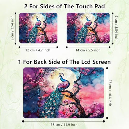 Laptop Skin Sticker Decal, Universal Reusable Vinyl Laptop Cover for 12" 13" 13.3" 14" 15" 15.4" 15.6" Notebook PC, Waterproof Scratch-Resistant with 2 Wrist Pads, Easy to Apply & Remove,Cute Peacock - color: Cute Peacock