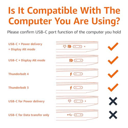 Amazon Basics Premium Aluminum Uni-Directional USB-C (Source) to HDMI (Display) Cable Adapter (Thunderbolt 3 Compatible) 4K@60Hz, 6-Foot, Black