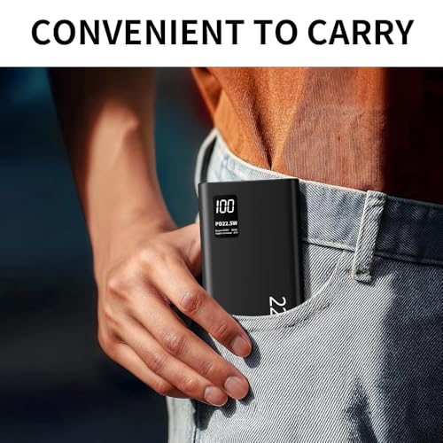 FUNNYPANDA 20000mAh Portable Charger, 22.5W USB C in & Out Power Bank Fast Charging, PD 3.0+QC 4.0 LED Display Phone Battery Man Women Heated Clothing, Black - color: Black