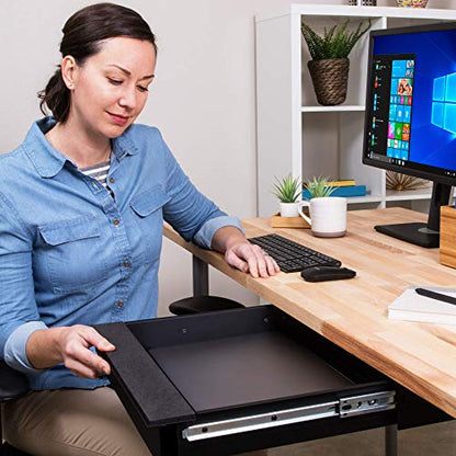Penn Elcom Under Desk Laptop Drawer, Lockable, for 17” Laptops - Premium Sliding Security Drawers - Model EX-6201B - color: Black - 18.9" X 17.56" X 3.15" (17" Laptop)
