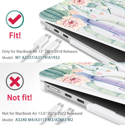 May Chen Compatible with New MacBook Air 13 inch Case 2021, 2020 2019 2018 Release Model: M1 A2337 A2179 A1932, Plastic Matte Hard Shell Case Cover for Mabook Air 13 inch with Retina Dispaly, Cactus - color: Beautiful cactus