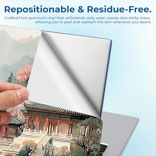 Reusable Universal Laptop Skin Sticker, Cut to Fit for 11.6–15.6 Inch Laptops, Waterproof Protective Film, No-Residue - Oriental Landscape - color: Oriental Landscape