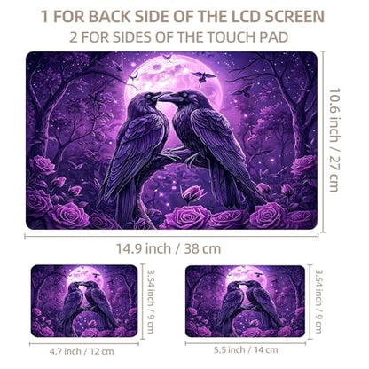 Universal Laptop Skin Sticker for 12/13/14/15.6 Inch Laptops, Reusable Vinyl Laptop Decal Cover, Waterproof Scratch Resistant Notebook Skin with 2 Wrist Pads,Purple Ravens - color: Purple Ravens