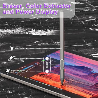 Surface Pen - Surface Pro Pen Stylus for Surface Pro 11/9/10/8/X/7/6/5/4/3, USB-C Fast Charge, 4096 Pressure Sensitivity, Palm Rejection Surface Pen for Surface Go 2/3/4/Book/Laptop/Studio - color: Silver