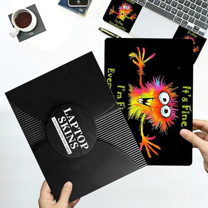 Universal Laptop Skin Sticker with 2 Wrist Pad Decals, 3-Piece Removable Vinyl Laptop Cover, Cute Monster Waterproof Anti-Scratch, Easy-Trim Fit for 13.3" 14" 15.6" Laptops - color: Cute Monster