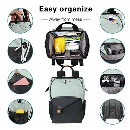 Hap Tim Laptop Backpack, Travel Carry on Backpack for Women, Nurse Teacher Work Backpack (7651-GB) - color: Green Black