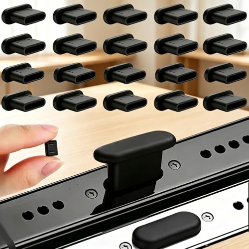 10-Piece USB C Anti-Dust Plugs Silicone Type-C Port Covers Black White | Flexible silicone Type-C dust plugs shield smartphone charging ports from lint pockets for tech users. - color: 10PCS-Black Type-C
