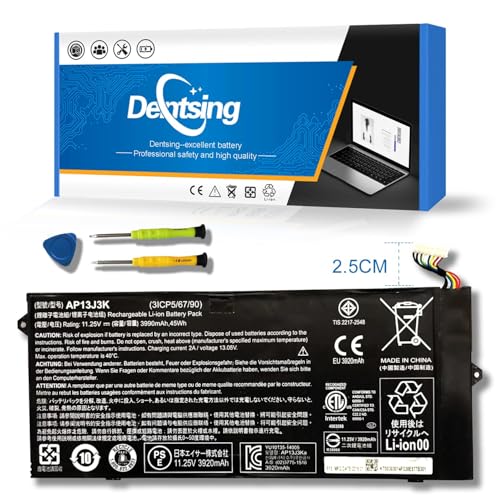 AP13J3K AP13J4K 45Wh Laptop Battery Compatible with Acer Chromebook 11.6" 11 C720 C720P C740 Series Notebook KT.00304.001 KT.00303.001 CB3-431-C5EX 11.4V 3920mAh (2.5cm Short Cable)