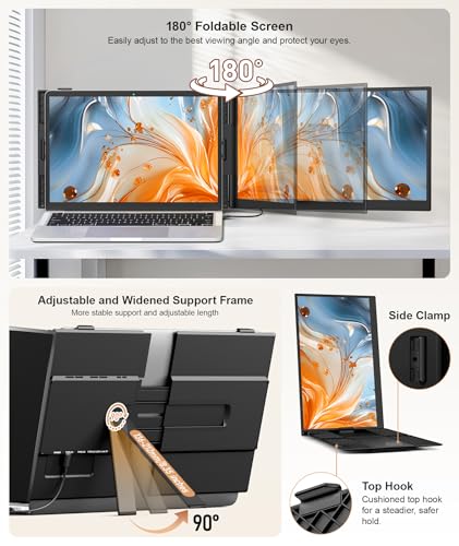 15.3" Laptop Screen Extender, Ultra-Thin 1200P Portable Monitor | 1.76lbs Lightweight, Dual Screen Extender Plug & Play, For 14"-17.3" Laptops, Works with Windows/Mac/Android/Chrome - size: 15.3" Monitor