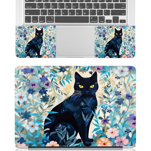 Universal Laptop Skin Sticker Decal for 11.6”12" 13" 13.3" 14" 15" 15.4" 15.6" Reusable Waterproof Scratch-Scratch Resistant Protective Vinyl Laptop Notebook Skin Stickers - Black Cat Floral Leaf - color: Black Cat Floral Leaf