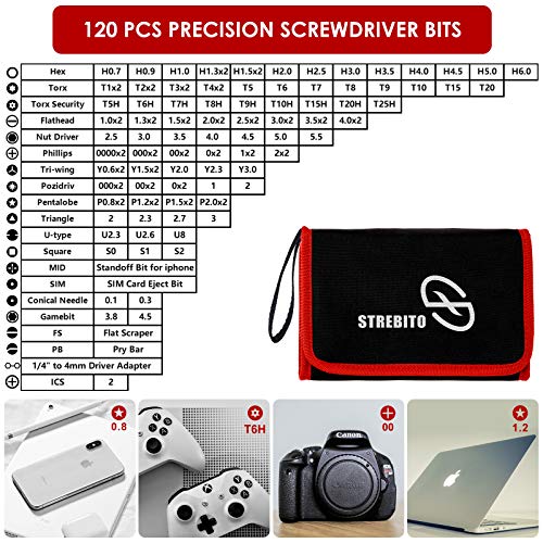 STREBITO Screwdriver Sets 142-Piece Electronics Precision Screwdriver with 120 Bits Magnetic Repair Tool Kit for iPhone, MacBook, Coumputer, Laptop, Tablet, PS4, Xbox, Nintendo, Eyeglasses, Jewelers | 120 Bits Magnetic Repair Tool Kit for iPhone, MacBook,