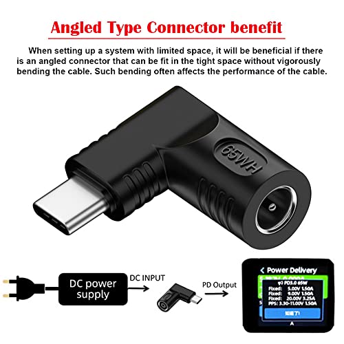 DC Jack 5.5x1.7mm Input to USB-C Type-C Angled 90 Degree Power Plug Charge Adapter for Laptop Phone - style: 5.5x1.7mm