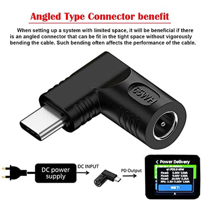 DC Jack 5.5x1.7mm Input to USB-C Type-C Angled 90 Degree Power Plug Charge Adapter for Laptop Phone - style: 5.5x1.7mm