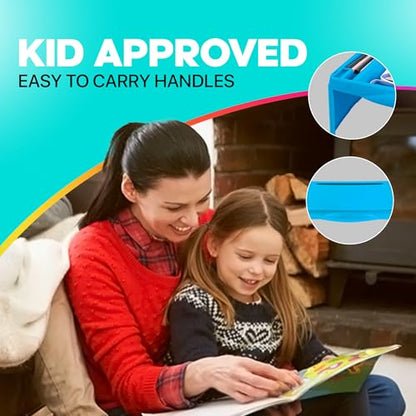 MAVOCRAFT Foldable Kids Lap Tray with Storage - Portable Lap Desk Kids & Adults - Kids Lap Desk for Breakfast in Bed, Serving Tray, Car Desk & Gaming (Blue) - color: Blue