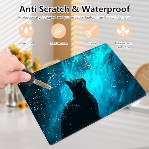 Laptop Skin Sticker Decal 15.6 Inch,12 13 13.3 14 15 15.6 in Laptop Netbook Skins for Notebook,Art Decal Removable Waterproof Scratch Resistant,Universal Vinyl Cover,Blue Glitter Sky Cat - color: Blue Glitter Sky Cat