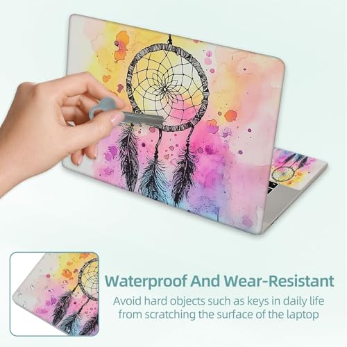 Universal Laptop Skin Decal, 3-Piece Vinyl Protector for 12 13 14 15.6" Notebook, Waterproof Anti-Scratch, Easy Trim & Bubble-Free Finish, Dreamcatcher with Feathers Hanging - color: Dreamcatcher with Feathers Hanging