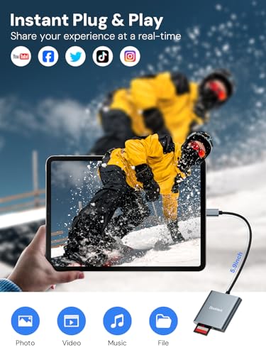 Dockteck SD Card Reader Adapter, 312MB/s SD4.0 Super Speed, USB3.1 SD/TF Card Reader, 3-Slot USBC to SD/Micro SD/USB A Memory Card Reader for UHS-Ⅱ-ⅠSD/Micro SD/SDHC/SDXC/MMC, with OTG for Plug&Play