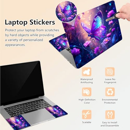 Laptop Skin Sticker Decal 15.6 Inch,12 13 13.3 14 15 15.6 in Laptop Netbook Skins for Notebook,Art Decal Removable Waterproof Scratch Resistant,Universal Vinyl Cover,Glitter Butterfly Purple - color: Glitter Butterfly Purple