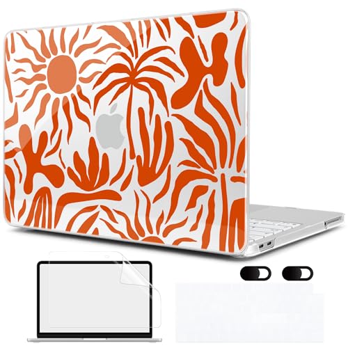 MEEgoodo Printed Case for New MacBook Neo 13 inch 2026 Release(Fit Model A3404), Laptop Hard Shell Cases with Keyboard Skin & Screen Protector & Webcam Covers, Abstract Sun & Palm Tree - color: Abstract Sun & Palm Tree
