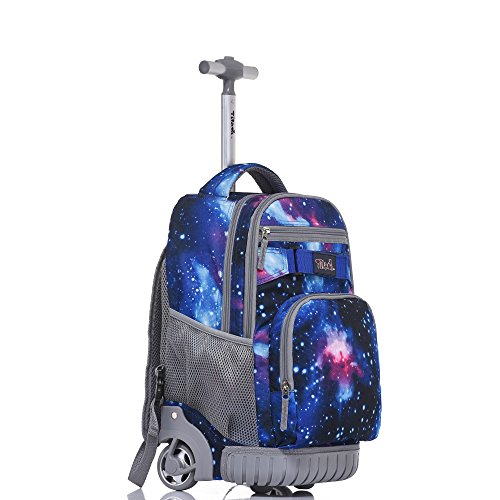 Tilami Rolling Backpack 18 inch Boys and Girls Laptop Backpack - color: Galaxy