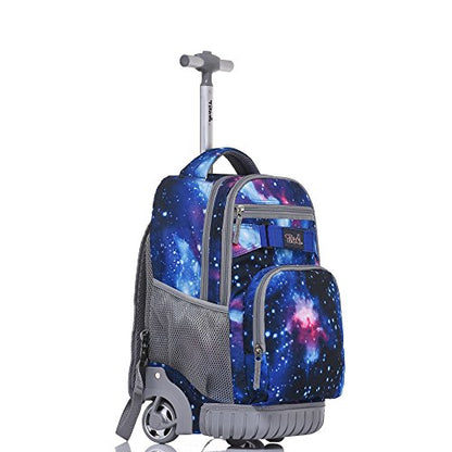 Tilami Rolling Backpack 18 inch Boys and Girls Laptop Backpack - color: Galaxy