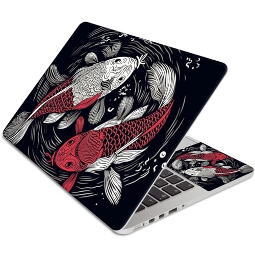 15.6 Inch Laptop Skin Sticker, Reusable Vinyl Cover Protector with 2 Wrist Pad Skins, Removable Waterproof Scratch-Resistant for 12-15.6 Inch Laptop Notebook,Two Koi Fish - color: Two Koi Fish