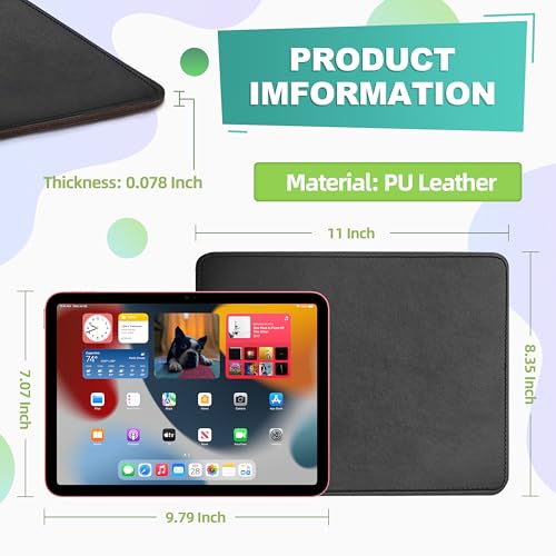 Mouse Pad, PU Mouse Pad，Leather Mouse Pad with Stitched Edge Micro-Fiber Base with Non-Slip Waterproof，Mouse Pad for Computers，Laptop, 8x11Inch (Black) - color: Black, size: 8L x 11W inches