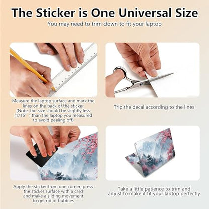 Laptop Skin Sticker Decal 15.6 Inch,12 13 13.3 14 15 15.6 in Laptop Netbook Skins for Notebook,Art Decal Removable Waterproof Scratch Resistant,Universal Vinyl Cover,Peach Blossom Landscape - color: Peach Blossom Landscape