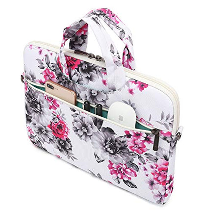 Chrysanthemum Pattern Water Resistant Laptop Shoulder Messenger Bag for MacBook Pro 16 inch and 15.6 inch 16 inch Laptop - color: Chrysanthemum