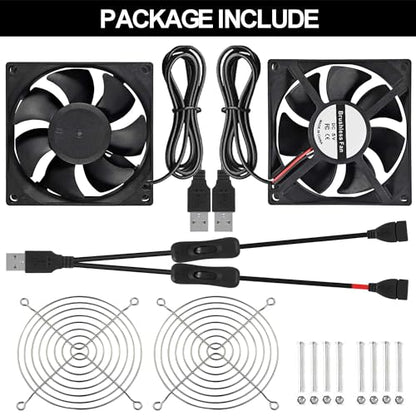 2pcs Quiet 80mm USB Fan 5V 8025 80x25mm Portable Cooling Fan with ON/Off Switch for PC Computer Case Receiver DVR PlayStation TV Box CPU Coolers Radiators