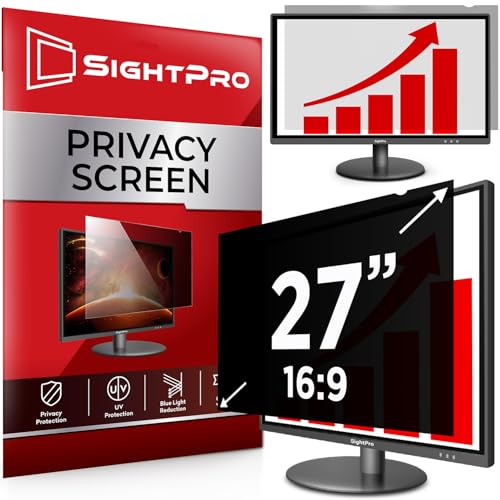 SightPro 27 Inch 16:9 Computer Privacy Screen Filter for Monitor - Privacy Shield and Anti-Glare Protector - size: 27 Inch 16:9