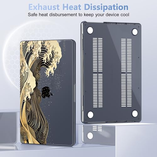May Chen for 2026 MacBook Pro 14-inch M5 M4 M3 M2 M1 Pro/Max Chip, Release 2026 2025-2021, Model A3427 A3426 A3434 A3112 A3401 A3185, Plastic Hard Shell with Keyboard Cover, Black Sea Wave - color: Black Sea Wave