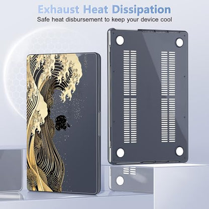 May Chen for 2026 MacBook Pro 14-inch M5 M4 M3 M2 M1 Pro/Max Chip, Release 2026 2025-2021, Model A3427 A3426 A3434 A3112 A3401 A3185, Plastic Hard Shell with Keyboard Cover, Black Sea Wave - color: Black Sea Wave