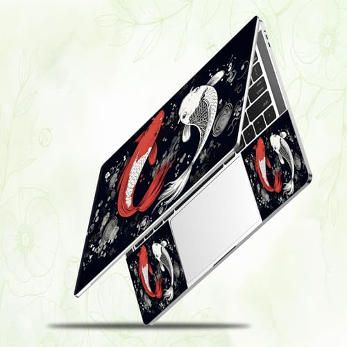 Laptop Skin Sticker Decal, Universal Reusable Vinyl Laptop Cover for 12" 13" 13.3" 14" 15" 15.4" 15.6" Notebook PC, Waterproof Scratch-Resistant with 2 Wrist Pads, Easy to Apply & Remove,Art Koi Fish - color: Art Koi Fish