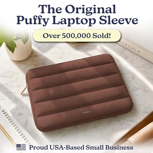 Vandel The Original Puffy Laptop Sleeve Case, 13-14 inch Laptop Sleeve Bag | Compatible with MacBook Air/Pro 13/Pro 14/iPad Pro 12.9, HP Dell ASUS Computer Case Bag Cover, Stylish Aesthetic Design - color: c. Chocolate, size: 13-14 Inch