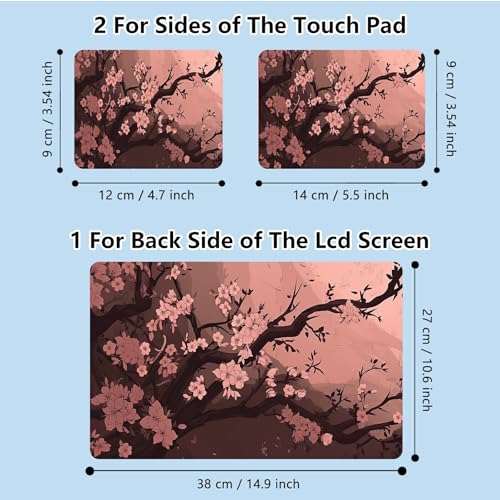 Universal Laptop Skin Sticker with 2 Wrist Pad Skins, Waterproof Scratch Resistant Vinyl Laptop Cover Decal, Cut to Fit for 11–15.6 Inch MacBook HP Dell Lenovo, Cherry Blossom Tree - color: Cherry Blossom Tree