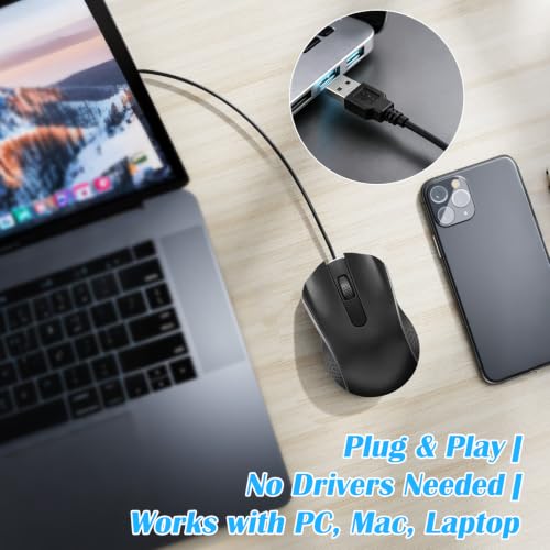 Wired Computer Mice 100 Pack Mini USB Silent Mouse Bulk, Ergonomic 3 Button Plug and Play Mice for Students Office School Home Remote Work PC