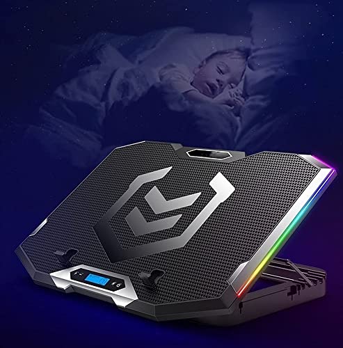 TOEWOE Laptop Cooling Pad, RGB Gaming Notebook Cooler, Laptop Fan Stand Adjustable Height with 6 Quiet Fans for 12-17.3 Inch Laptops, Two USB Ports