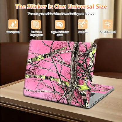 10 inch Laptop Sleeve with Laptop Skin Sticker Set – Slim Protective Case with Smooth Zipper, Lightweight Tablet & Notebook Sleeve for Travel & Daily Carry, Pink Camo Tree - color: Pink Camo Tree, size: 10 inch