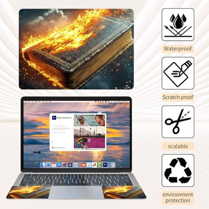 Laptop Skin Sticker 3-Piece Set,Book of The Bible | Trim-to-fit 3-piece vinyl set with one 15 x 10.6 in lid skin and two palm-rest decals for many 12-15.6 in laptops - color: Book Of The Bible