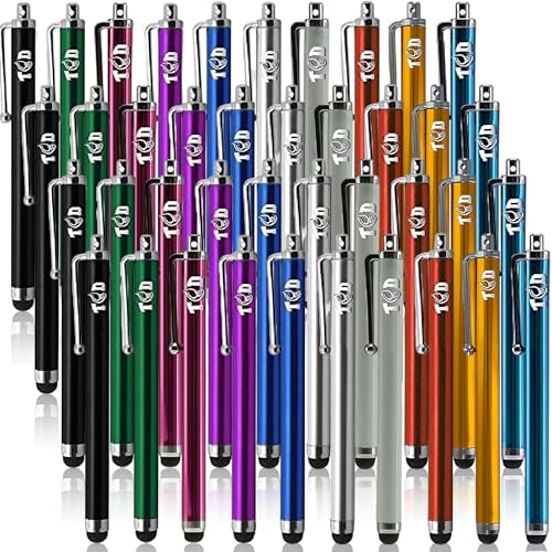 TCD 40 Pack Stylus Pen Set - Touch Screen Devices, Thick Rubber Tip - Multi | Universal Capacitive Pen for iPad, iPhone, Tablet, Laptop, Premium Bulk Stylus Pens for Writing, Drawing, and Note Taking - color: Multi Color, size: 40 Pack