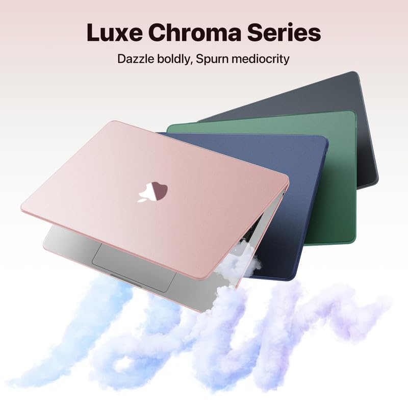 Soonjet for MacBook Air 13 inch Case M5 M4 M3 M2 2026-2022 Laptop Cover | Pink Clear, Matte Finish, Protective Hard Shell, Laptop Cover, Ultra Thin & Light, Anti Crack & Fingerprint & Scratch - color: Rose Pink