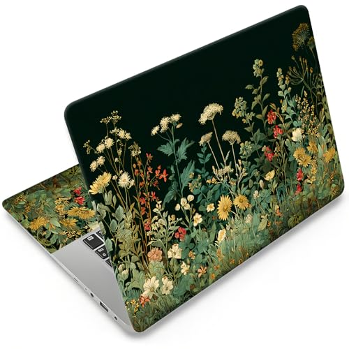 Laptop Skin 12.1-15.6 inch Removable Universal Reusable Laptop Sticker Decal,Waterproof No Residue Vinyl Cover,Scratch-Resistant Cuttable Full Wrap Sticker for Notebook, Dark Green Wildflower - color: Dark Green Wildflower