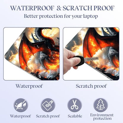 Universal Laptop Skin Sticker Decal,15.6 Inch Laptop Vinyl Cover for 13" 14" 15.6" Laptop,Scratch-Resistant Waterproof Protector Wrap,Reusable with Wrist Pads,Dragon Fiery - color: Dragon Fiery