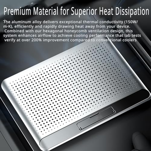 16-Inch Laptop Cooling Pad with Quiet Independent Fan – Adjustable Cooling Stand for 12-17 Inch Laptops, Gaming Notebooks & PCs – Ergonomic Height-Adjustable Design for Optimal Airflow & Comfort