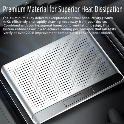 16-Inch Laptop Cooling Pad with Quiet Independent Fan – Adjustable Cooling Stand for 12-17 Inch Laptops, Gaming Notebooks & PCs – Ergonomic Height-Adjustable Design for Optimal Airflow & Comfort