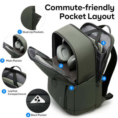BANGE Business Smart Backpack for Men and Women，can holds 15.6 Inches Laptop Backpack, Waterproof Commute Work Travel Backpack, Flight Carry-On (green) - color: Green